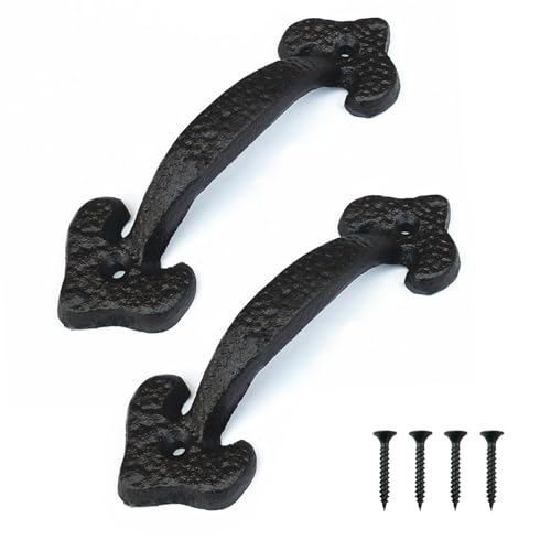 2 Piezas Tirador de Puerta de Granero Resistente, Tiradores Puertas, Tirador de Puerta de Hierro Fundido, Adecuado para Tocadores, Cajones, Muebles y Decoración de Bricolaje