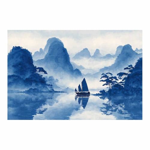 Póster de paisajes de mar azul en lienzo de 40x60cm para colgar sin marco