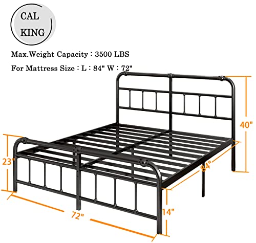 Theocorate California King Bed Frame With Headboard And Footboard,14 Inch High 3500Lbs Support Metal Platform With Storage,No Box Spring Needed,Noise Free,Anti-Slip,Easy Assembly,Black #TOP1
