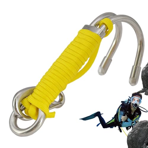 Ganchos de buceo subterráneo, ganchos de arrecife de buceo,Arrecife Hooks Gancho de doble gancho - Cuerda de seguridad estable y junta tórica para buceadores, actividades submarido