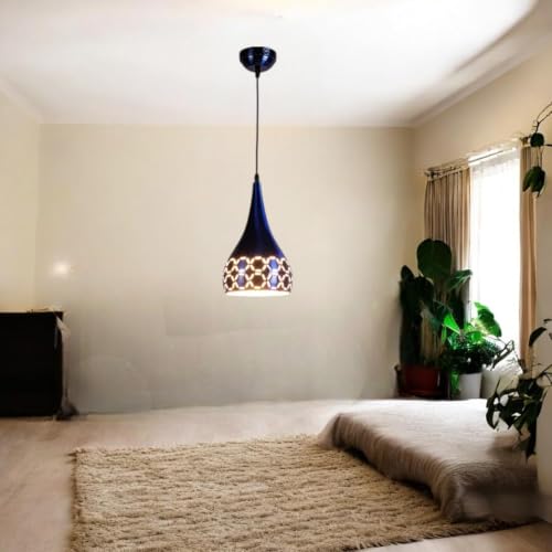 Image of GreyWings Blue Aluminium Hanging Light for Home | Designer Pendant Light with E27 Holder | Modern Ceiling Hanging Lamp for (Bulb is not Included) Small Pack of 2