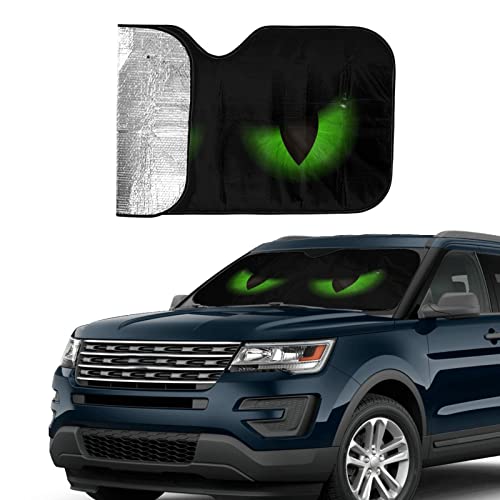 Green Evil Eyes Windshield Sunshade for Car SUV Truck Foldable Uv Ray Reflector Front Window Sun Shade Visor Shield Cover - Image 5