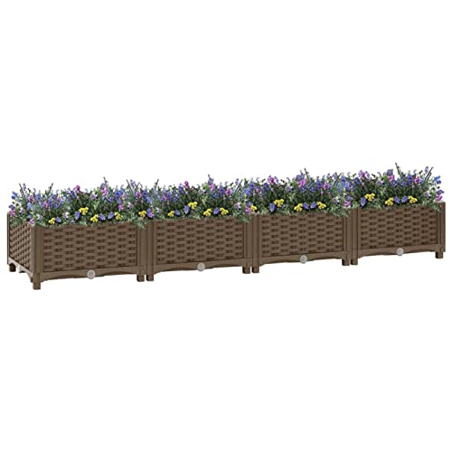 Tidyard Arriate de Jardín Jardineras Exterior Macetero Jardinera para Flores Plantas Terraza Patio Porch Macetero Huerto Urbano 160x40x23 cm Polipropileno Cover