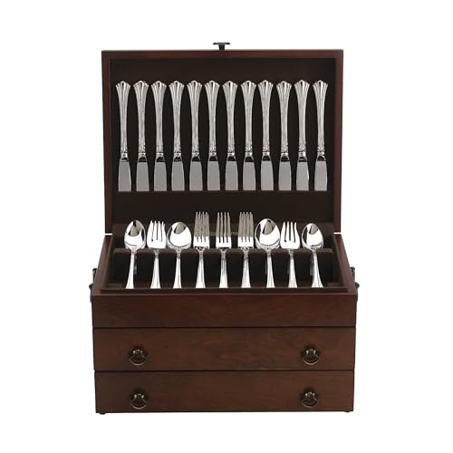 Reed & Barton 43M Bristol Grande Mahogany Flatware Chest,Brown