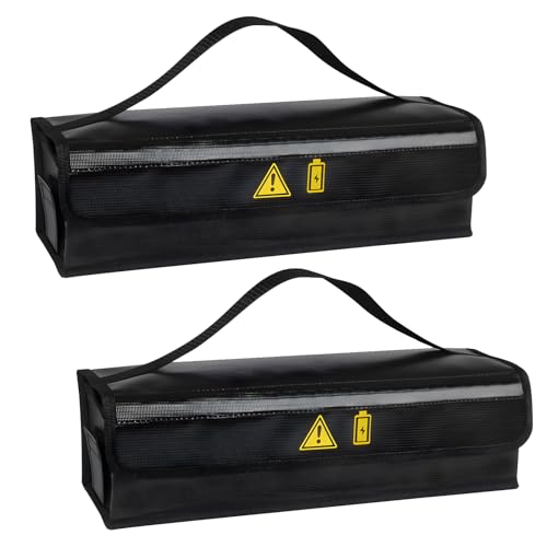 2 Stück Feuerfeste Box für Fahrradakku, Feuerfest bis 1400 °C, Akku Tasche Wasserdicht Explosionssicher, Ebike akku Schutzhülle Großraum für Lagerung Transport (49 x 15 x 15cm - 2 Stück)