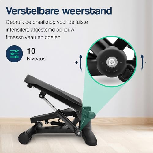 Hulser Stepper met display - Verstelbaar - Met weerstandsbanden - Home gym fitnessapparaat - Thuis sporten - Twist fitness - Swing - Mini cardio home trainer - Afbeelding 4