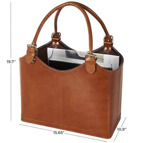 Deco 79 086626 Leather Handmade Magazine Holder Box Style Single Slot thumb #2