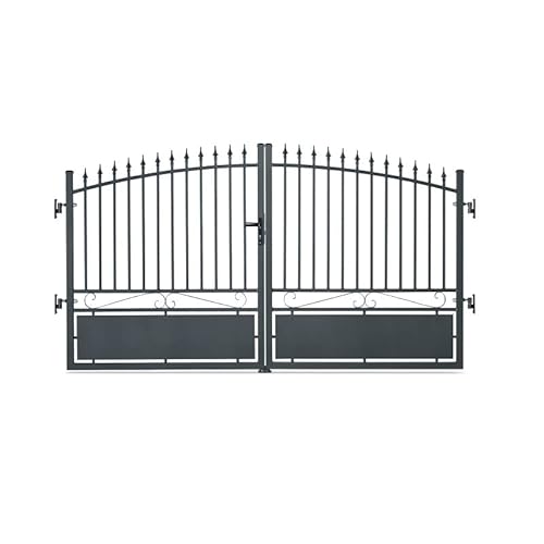 Gardenode Easy Clôture Portail Aluminium Tradition Style ferronnerie 3m50 Gris