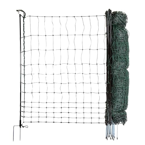horizont strongLine mobiler Hundezaun Camping ohne Strom, Mobiler Zaun für Hunde & Kleintiere, 25 m lang, 120 cm hoch, 9 Fiberglaspfähle mit Doppelspitze, grün, für Garten, Hof & Camping