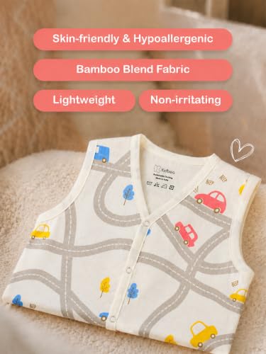 Image of Kidbea Bamboo Muslin Jhabla for Newborn Baby, V-Neck Sleeveless Button Jhabla Shirt, Soft Breathable Infant Kids Clothing for Summer Wear