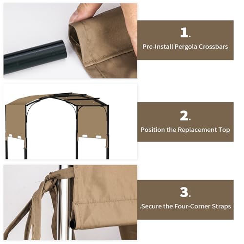Image of 85 inchx 208 inch Universal Pergola Shade Cover, Garden Shade Replacement for 17x7.4 Ft Outdoor Pergola Structure, Patio Gazebo Canopy, Porch, Balcony Waterproof Top (Cover Only, Khaki)