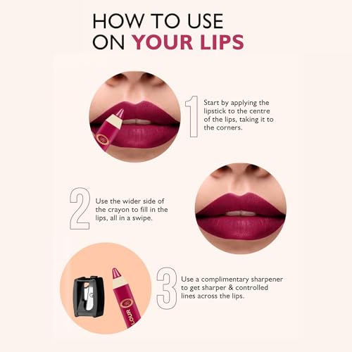 Image of FASHION COLOUR Ultra Matte Lip Crayons With Free Sharpener | Smudge Proof And Waterproof | For Hydration And Moisturization | Long Lasting Lipwear with Matte Finish, Cruelty-free and Paraben-free - 2.5 gm(Spicy Red)