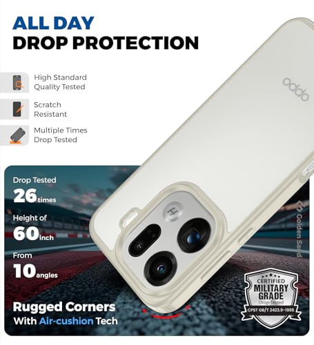 Image of Golden Sand Rugged Frosted Matte Case for Oppo Find X9 Pro 5G | Slim Hybrid TPU + PC Shockproof Back Cover with Anti-Slip Grip & Raised Camera Protection (Silk Cream)