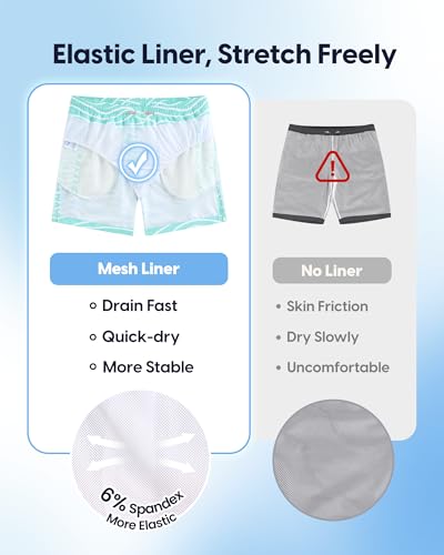 Image of maamgic Mens Swim Trunks 5 Inch with Mesh Lining, Quick Dry Mens Bathing Suit, Swim Shorts for Swimming and Beach