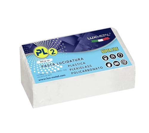 Lux Metal - Pâte Abrasive pour Plastique PL2 300 gr - Super Fin - Plexiglas Transparent - Polycarbonate - Polissage Fin - Supprimer Les Rayures - Pâte...