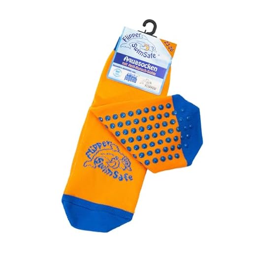 Flipper Swimsafe 1052 – aquastrumpor med halkfri sula i blå-orange, för barn och småbarn, storlek 23–26, idealiska för bekymmersfri simbassäng