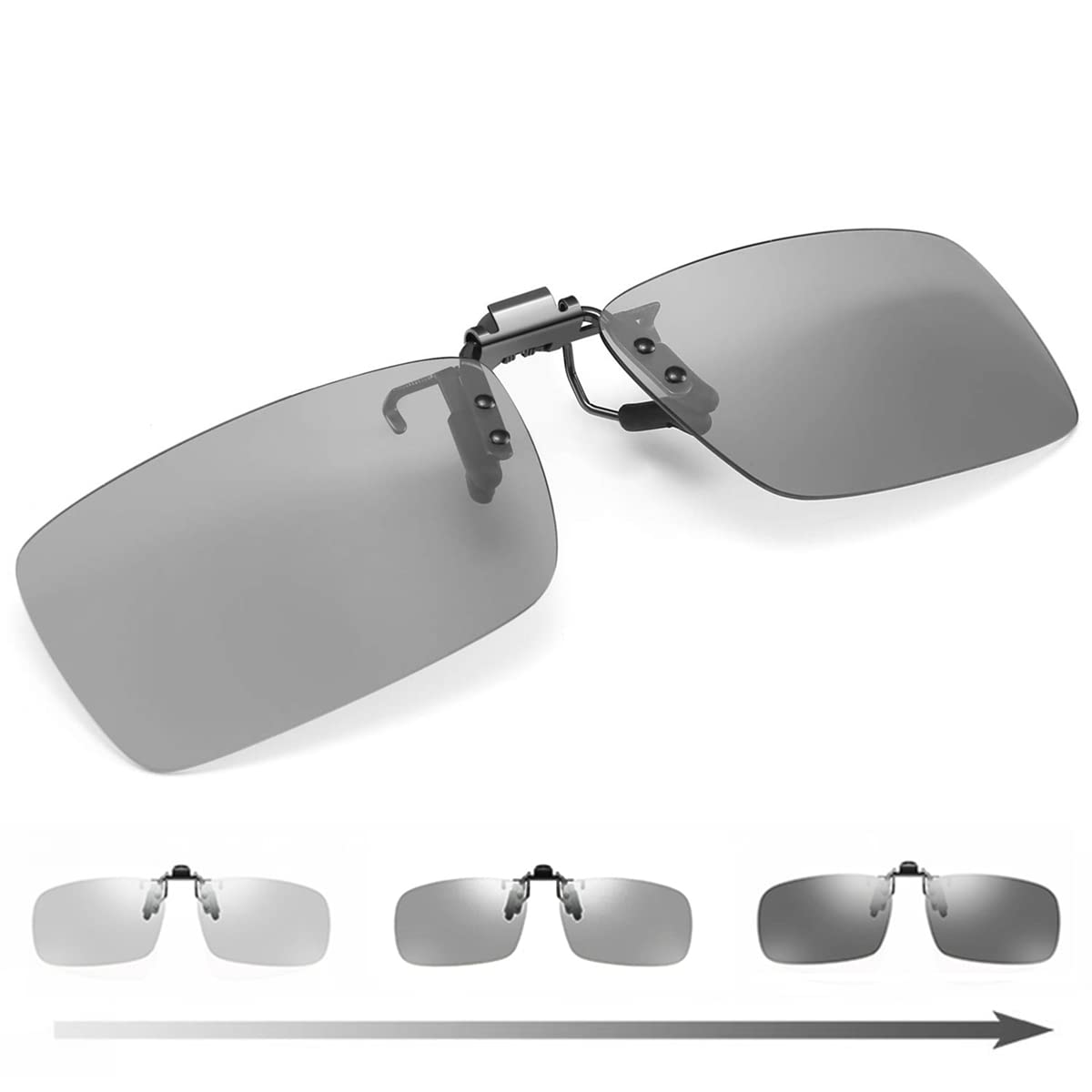 [KANGYONG] 調光 クリップオン サングラス めがねの上から 変色 偏光 メガネ 取り付け 偏光サングラス 跳ね上げ式 ドライブ 運転 メガネの上からかける (跳ね上げ式変色調光レンズ)