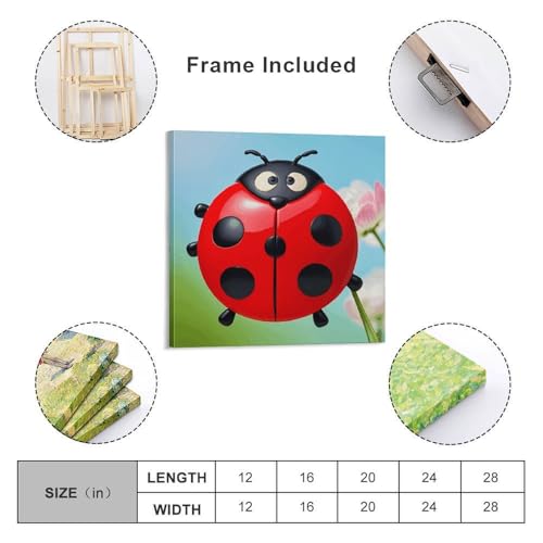 Toile murale abstraite avec impression sur toile coccinelle rouge d'exception - 2