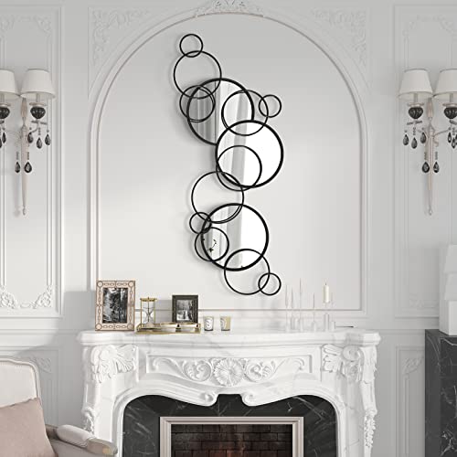 Joudia Decorative Wall Mirror, Modern Wall Mirrors For Living Room Decor Black Overlapping Metal Wall Mirror For Entryway Foyer Hallway Bedroom, 48 * 19 In Large Wall Mirror Decor #TOP1