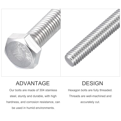 Image of METALLIXITY Hex Bolts (M6-1x40mm) 20Pcs, 304 Stainless Steel Coarse Fully Threaded Hex Head Screw Bolt Machine Screws - for Furniture Repair, Silver