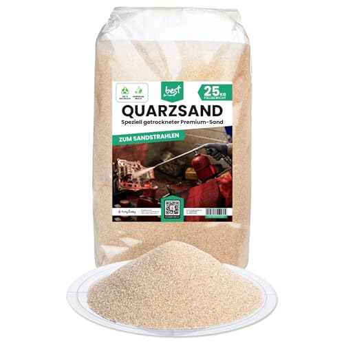Best For Home - Sand Strahlmittel | Quartz sand für sandstrahlen | quarzsand 25kg (0 1-0 4) sandstrahlgranulat | Sand zum sandstrahlen | Effektives Mehrwegstrahlmittel ideal für Sandstrahlen