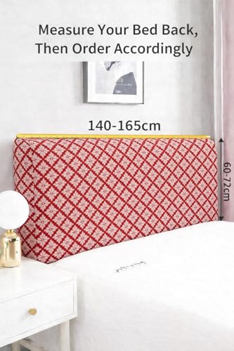 Image of HOMETHREADS 200 GSM Stretchable Jacquard Headboard Cover | Soft, Dust-Proof & Wrinkle-Resistant Bed Back Protector | Fits Leather, Wooden & Fabric Bedsides |for 5ft to 5.5ft Beds |(D Pink, 150x65Cm)