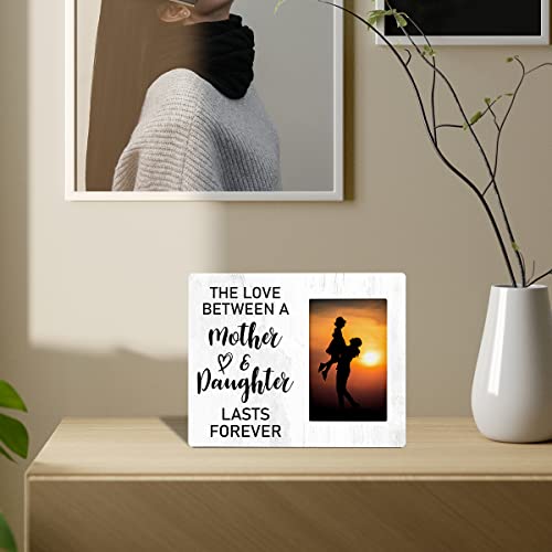 Zauly Mom Wooden Picture Frame Gift, The Love Between A Mother And Daughter Last Forever Wood Photo Frame Gifts For Birthday Mother's Day Christmas, Tabletop And Wall Mounting, 4X6 Inch Photo #TOP2