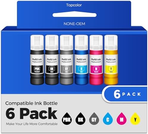 Compatible for EPT552 Ink Bottles 6 Pack ET-8550 ET-8500 Replacem...