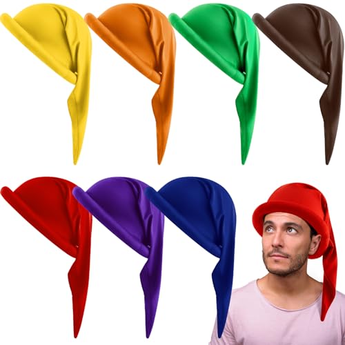 Jadive 7 peças boné de elastano elástico para disfarce de anitos chapéus pontiagudos coloridos acessórios de disfarces em grupo para Halloween Natal carnaval aniversário e festa de cosplay