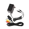 SNES Power Supply and AV Cable, AC Power Cord and Audio Video RCA AV Cable Compatible with Super Nintendo, SNES Power Adapter & AV Cord Bundle Set