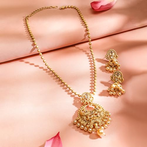 Image of Rubans Gold Plated Necklace Set Traditional Festive Jewellery for Women & Girls