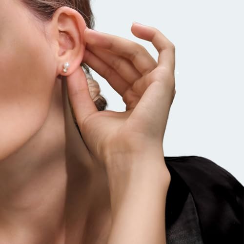 18K White/Yellow Gold Plated Silver Stud Earring With 0.20 Carat Diamond and Freshwater Cultured Pearl, Round Brilliant Shape, Earring For Women, Gift For Her Jewelry For Women4