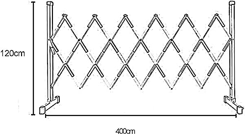 Barrera Plegable portátil con Ruedas, Valla de tráfico retráctil para Control de multitudes, Barrera roja Flexible (1,2 x 4 m) - Ideal para Eventos, Festivales y segurida