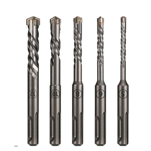 Juego de brocas for hormigón SDS Plus de 5 uds., brocas de martillo rotativo con punta de carburo de 5/6/8/10/12mm for ladrillo, cemento y piedra