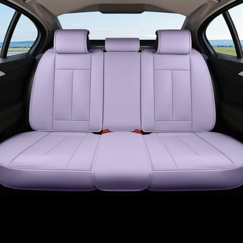 Image of Coverado Automotive Seat Covers, Car Seat Protector for Back Seat, Purple Waterproof Seat Covers for Cars Carseat Cover, 3-Pieces Back Seat Cover for Car, Faux Leather Universal Fit Most Cars