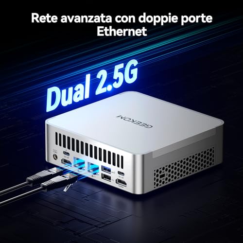GEEKOM XT1 Mega AI Mini-PC, processore Intel Ultra U9-185H di 14a generazione (16K/22T, fino a 5,1 GHz), 32 GB di RAM DDR5, 1 TB SSD, Mini PC Desktop Windows 11 Pro, WiFi 7/BT 5.4/2.5G LAN/USB4.0/8K