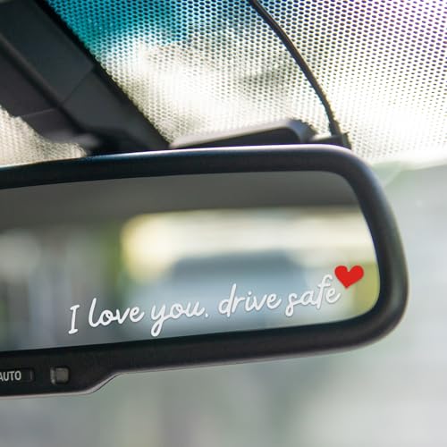 Image of I Love You Drive Safe Mirror Stickers, 3 Pcs Cute Car Mirror Stickers, Drive Safe Car Decals for Women, Vinyl Decal Sticker Cars Decor, Funny Cars Accessories Valentines Day Gifts (White)