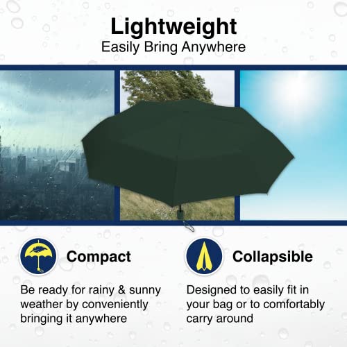 Weather Station Mini Rain Umbrella, Manual Folding Umbrella, Windproof, Lightweight And Packable For Travel, Full 42 Inch Arc, Green #TOP4