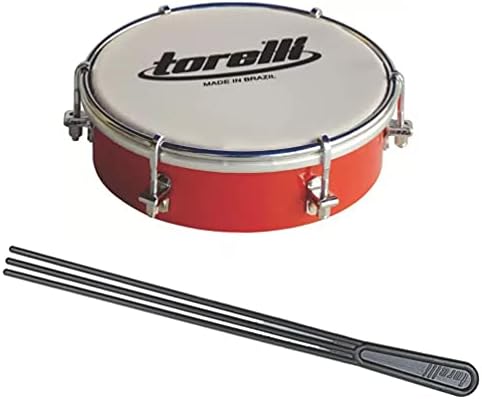 Kit Tamborim Pele Leitosa Torelli TT 404 Verm Baqueta Tripla