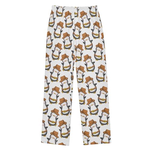ZZXXB Penguin Cowboy Boys Long Pants Soft Trousers Elastic Waist Kids Lounge Bottoms with Pockets S-XL