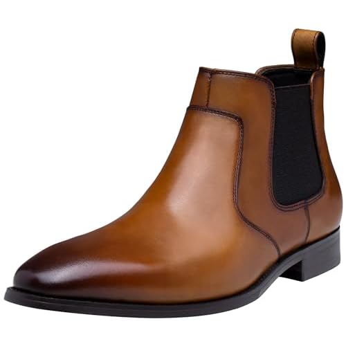 Jousen Men's Chelsea Boots Polished Premium Leather Ankle Dress Boots Classic Retro Slip On Boots for Men