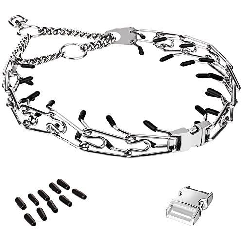 Insfas Pinch Prong Collar For Dogs, Adjustable Dog Training Choke Spike No Pull Martingale Collars With Quick Release Buckle For Small Medium Large Dogs Stainless Steel (12"~28" Silver 3.0Mm) #TOP24