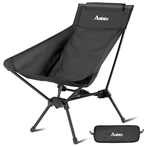 Anbte Silla de Camping Plegable con Estructura Triangular Doble para Mayor Resistencia, Soporta 150KG - Ideal para Campamento, Senderismo, Viajes - Amplio y Robusto - Negro