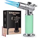 Butane Torch, RONXS Double Flame Kitchen Blow Torch Adjustable Refillable Cooking Torch Lighter with Continuous Flame for Creme Brulee, Baking, BBQ (Not Gas)