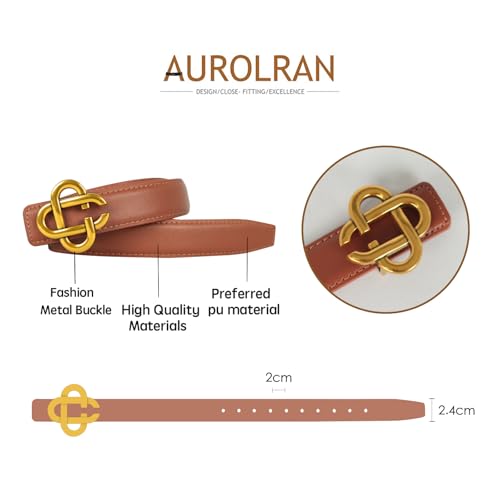 Image of Aurolran Women's Leather Belt with Buckle - Ideal for Dresses, Jeans, and Coats