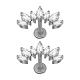 Pendientes de cartílago con rosca interna en forma de T con elegante aleación curvada para el cuerpo, joyería para piercing, One Size, como se describe, como se describe