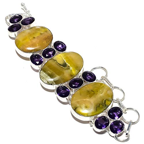 Bracelet multi-pierres Kashish en quartz améthyste fait main argenté