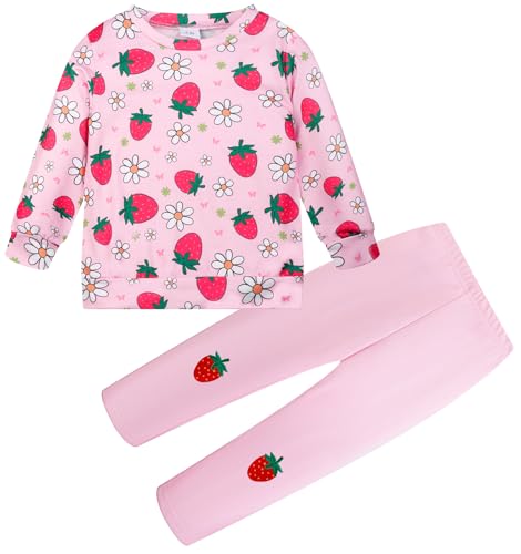 Image of Little Girls Unicorn Outfits 2 Piece Kids Ruffle Sleeve Sweatshirt + Leggings Fall Leopard Clothing Sets 2-10 Years