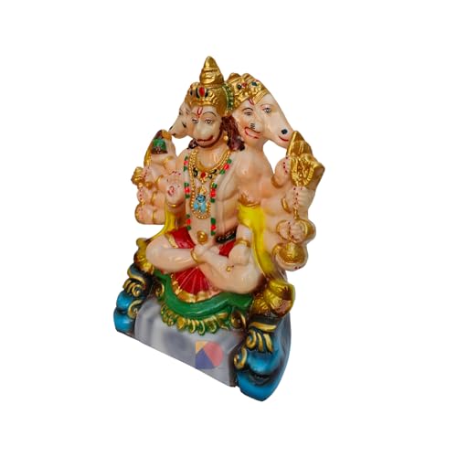 Image of Marble Hanuman Murti - Hanuman Idol for Home Decor & Office - Panchmukhi Hanuman - (25 Cm) (Multicolor)
