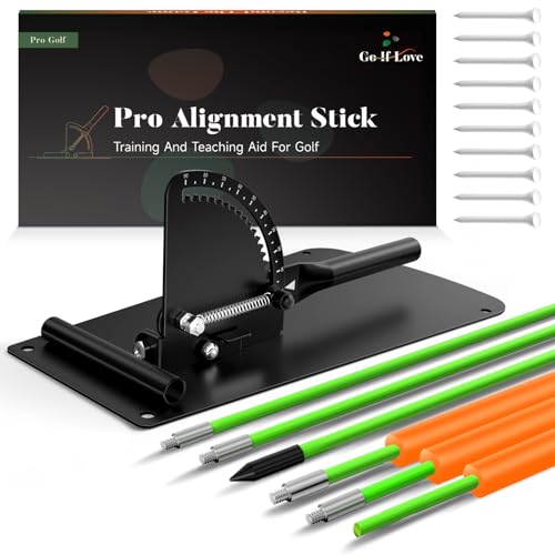 Goiflove Golf Alignment Sticks Holder, Golf Training Aid With Alignment Sticks &Amp; Protective Padding, Swing Trainer Practice Teaching Aid Driving Range For Aiming, Putting, Swing